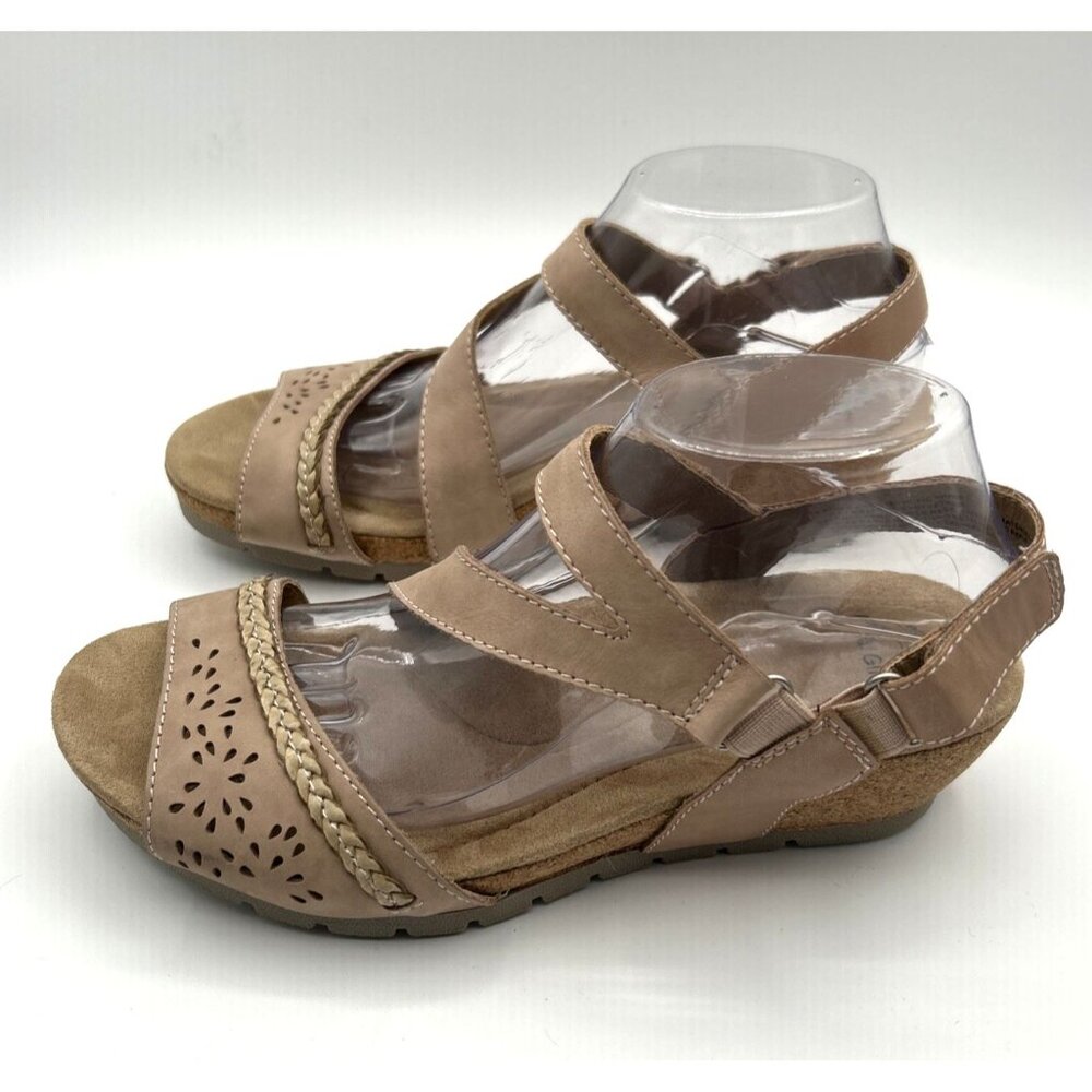 Earth Origins Sandals Women's Size 9W Tan Slingback Wedge Casual Shoes - Picture 4 of 9